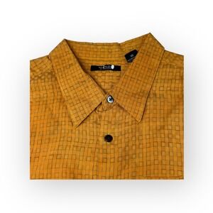 Mondo Di Marco Mens XL Orange‎ Grid Pattern Short Sleeve Button Up Shirt